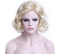 LINLINCD Perruque de cosplay courte blonde bouclée pour femme Cos Marilyn Monroe fête haute température fibre synthétique + bonnet de perruque