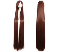LINLINCD - Perruque de cosplay d'anime droite super longue de 150 cm avec frange - Cheveux synthétiques - Noir - Bleu - Violet - Rouge - Orange - Blanc - Perruques pour femmes - Rose net blanc marron
