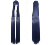 LINLINCD - Perruque de cosplay d'anime droite super longue de 150 cm avec franges - Cheveux synthétiques - Noir - Bleu - Violet - Rouge - Orange - Blanc - Blanc - Bleu foncé