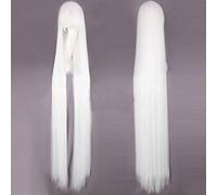 LINLINCD - Perruque de cosplay d'anime droite super longue de 150 cm avec franges - Cheveux synthétiques - Noir - Bleu - Violet - Rouge - Orange - Blanc - Pour femme - Rose net blanc