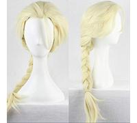 LINLINCD Perruque de cosplay de qualité supérieure - 80 cm de long - Droite - Princesse Elsa Anna - Cheveux synthétiques tressés - Blond Elsa