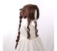 LINLINCD Perruque de cosplay Final Fantasy VII Aerith Gainsborough FF7 - Longue perruque bouclée - Cheveux synthétiques résistants à la chaleur + bonnet de perruque comme sur la photo