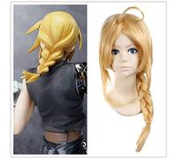 LINLINCD Perruque de cosplay Fullmetal Alchimist Cosplay Edward Elric - Perruque synthétique tressée droite et droite - Taille moyenne - Dorée - Avec bonnet