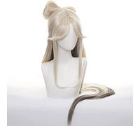 LINLINCD Perruque de cosplay Genshin Impact Game Role Ningguang - Cheveux longs et droits - Queue de cheval - Ningguang