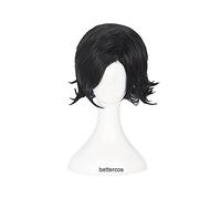 LINLINCD Perruque de cosplay Katekyo Hitman Reborn ! Lambo Luka Daes Cosplay Perruque courte noire résistante à la chaleur + bonnet de perruque