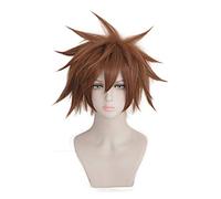 LINLINCD Perruque de cosplay Kingdom Hearts III Sora Brown - Cheveux synthétiques résistants à la chaleur - Pour fête ou cosplay
