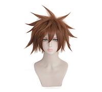 LINLINCD Perruque de cosplay Kingdom Hearts III Sora Brown - Perruque courte pour homme et femme - Cheveux synthétiques résistants à la chaleur - Perruque d'Halloween