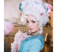 LINLINCD Perruque de cosplay Marie Antoinette Princesse avec cheveux moyens bouclés (sans coiffe) + bonnet de perruque