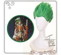 LINLINCD Perruque de cosplay Overwatch Young Genji Ow - Courte - Vert/noir - Cosplay - Dos raide - Résistante à la chaleur - Cheveux synthétiques pelucas - Perruque manga Qx Vert