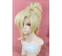 LINLINCD Perruque de cosplay OW Mercy Angela Ziegler Blond clair Cosplay Queue de cheval résistante à la chaleur + perruque gratuite