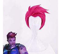 LINLINCD - Perruque de cosplay Ow Zarya - Rose - Courte résistance à la chaleur - En fibre synthétique - Pour cosplay - Kumz0165