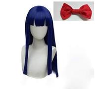 LINLINCD Perruque de cosplay POP TEAM EPIC Popuko - Perruque Pipimi - Style cosplay - Perruques de cheveux synthétiques de qualité supérieure + bandeaux jaunes + épingle à cheveux rouge
