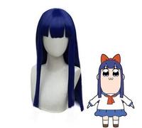 LINLINCD Perruque de cosplay POP TEAM EPIC Popuko - Style Pipimi - Perruque de cosplay - Perruque synthétique de qualité supérieure + bandeaux jaunes + épingle à cheveux rouge uniquement