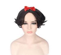 LINLINCD Perruque de cosplay - Princesse Blanche-Neige - Noire - Courte et bouclée - Cheveux synthétiques résistants à la chaleur - Pour femme - Sans pince à cheveux
