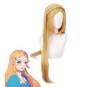 LINLINCD Perruque de cosplay Princesse Zelda La légende de Zelda Cosplay pour femme Perruque tressée dorée Cosplay Perruque synthétique résistante à la chaleur
