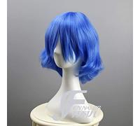 LINLINCD Perruque de cosplay Sailor Moon Mercury - 40 cm - Courte et bouclée - De qualité supérieure - Bleue - Pour femme - Cadeau de fête - Avec bonnet bleu