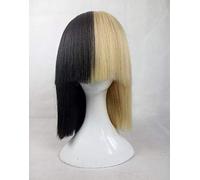 LINLINCD - Perruque de cosplay semi-noire et mi-blond clair. Couvre vos yeux et votre nez. Cheveux résistants à la chaleur pour cosplay uniquement