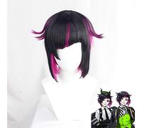 LINLINCD Perruque de cosplay Twisted Wonderland Lilia Vanrouge - Perruque de cosplay - Cheveux synthétiques courts et résistants à la chaleur - Pour carnaval, Halloween - Noir et violet