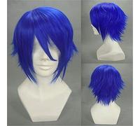 LINLINCD Perruque de cosplay Vocaloid Kaito - Bleu - En fibre résistante à la chaleur - Cheveux synthétiques péruca - Jeu de rôle