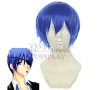 LINLINCD Perruque de cosplay Vocaloid Kaito - Bleue - En fibre résistante à la chaleur - Cheveux synthétiques péruca anime - Jeu de rôle - Costume - Kuzz6431