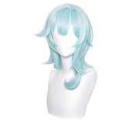 LINLINCD Perruque Genshin effet EULA Cosplay Game Genshin Pailpoy - Bleu mélangé et blanc - Perruque courte - Cheveux synthétiques résistants à la chaleur