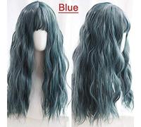 LINLINCD Perruque Lolita longue bouclée pour femme - Bleu orange blond doré noir - Cheveux synthétiques ondulés - Résistant à la chaleur - Pour adulte - Cosplay bleu