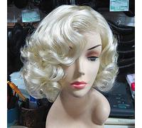 LINLINCD - Perruque Marilyn Monroe, Or Modèles Européens et Américains Cheveux courts bouclés, Commerce Extérieur Original Jaune clair