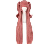 LINLINCD Perruque Yumemite Yumemi pour cosplay - Cheveux longs et raides - Rouge - Avec pinces à queue de cheval - Pour Halloween