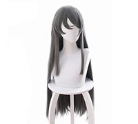 LINLINCD Senpai Sakurajima Mai Perruque de cosplay Cheveux longs et lisses 80 cm Cheveux synthétiques Gris Anime Cosplay Perruque Sakurajima Mai