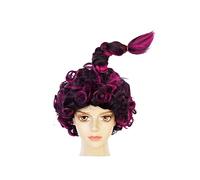 LINLINCD -Wig Anime Cosplay Mary Sanderson Cosplay Perruque Rose Highlight Synthétique Bouclée Perruque Longue Tressée Noire Jeu de Rôle Accessoires Halloween
