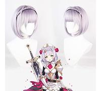 LINLINCD -Wig Anime Cosplay Original Dieu Cosplay Noelle Perruque Anime Cos Cos Cosplay Coiffe Bandeau Perruque transfrontalière Violet Cheveux Courts Tresse en Gros Violet Argenté