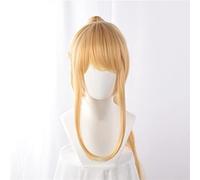 LINLINCD -Wig Anime Cosplay Sabre Altria Kurodragon Wig Fate Wheel Cosplay Longue queue de cheval tressée Blond doré Cheveux synthétiques résistants à la chaleur Altria Perruque Altria
