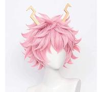 LINLINCD -Wig Perruque courte rose pour cosplay Ashido Mina Anime Cosplay pour My Hero Academia Costume d'Halloween (Mina Ashi)