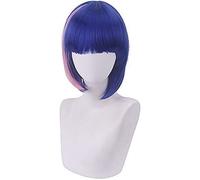 LINLINCD Wig Perruque de cosplay anime pour perruque d'anime Cosplay Christmas Assassin Wu Liuqi Cosplay Wig Coke Cheveux courts Bleu mélangé