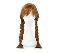 LINLINCD -Wig Perruque de cosplay Elsa Anna - Cheveux synthétiques tressés - Blond marron - Costume d'Halloween + bonnet Anna gratuit