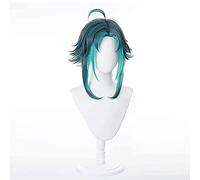 LINLINCD -Wig Perruque de cosplay Genshin Impact Game Role Xiao Bleu Vert Center Parting Bang Perruque courte bouclée (Xiao)