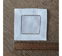 LINLN 12 Serviettes de Cocktail ajourées en Coton Lin Blanc 6quot; X 6"/ 4" X 4" sous- Verres en Tissu à Ourlet en échelle