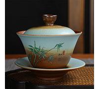 LINLN Céramique Imitation Bois Gaiwan Kungfu Service À Thé Bol À Thé Infuseur À Thé Sancai Gaiwan Tasse Maison Kungfu Service À Thé