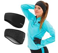 Sport Bandeau Hiver Cache Oreille Protege pour Homme Femme - 2 Pièces Sport Headband Anti Transpiration pour Running, Jogging Noir Gris