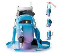 linmaya Sac de transport pour bouteille d'eau avec poche pour téléphone portable pour tasse Stanley de 102,4 à 887,5 ml, sac isotherme en néoprène avec bandoulière réglable et sangle de main pour