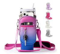 linmaya Sac de transport pour bouteille d'eau avec poche pour téléphone portable pour tasse Stanley de 102,4 à 887,5 ml, sac isotherme en néoprène avec bandoulière réglable et sangle de main pour