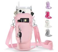 linmaya Sac de transport pour bouteille d'eau avec poche pour téléphone portable pour tasse Stanley de 102,4 à 887,5 ml, sac isotherme en néoprène avec bandoulière réglable et sangle de main pour