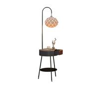 Linmeas-753 Lampadaire Lampadaire avec Table - Table de Chevet ou Table d'appoint Moderne du Milieu du siècle avec Port de Chargement USB - Lampe sur Pied avec tiroirs Lampe sur Pied(Grigio)