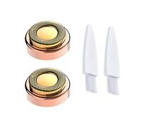 LinMei Lot de 2 têtes de rechange pour épilateur facial compatibles avec Finishing Touch Flawless pour femme Lames plaquées or 18 carats avec brosse de nettoyage (doré)
