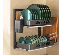 Linmeng Égouttoir à Vaisselle Mural Multifonctionnel de Grande capacité for Organiser Les comptoirs de Cuisine for économiser de l'espace, Noir (Size : 41CM)