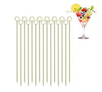 LINMOIJN Lot de 15 pics à cocktail, cure-dents réutilisables en acier inoxydable pour Bloody Marys, mojitos, collations barbecue, apéritifs, brochettes de fruits, sandwichs (doré)