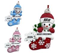 LINMQIU Ornement de Premier Noël Personnalisé pour Bébé 2024 - Décoration d'Arbre Personnalisée avec Nom - Pendentif à Suspendre (Rouge)