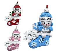 LINMQIU Ornement de Premier Noël Personnalisé pour Bébé Garçon 2024 - Décoration d'Arbre Personnalisée avec Nom, Pendentif à Suspendre (Bleu)