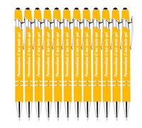 LINMQIU Stylo à bille personnalisé avec nom d'entreprise personnalisé, stylet capacitif 2 en 1 et stylo à bille compatible avec la plupart des appareils à écran tactile, encre noire - 12Pièces