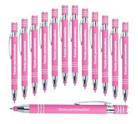 LINMQIU Stylo d'écriture personnalisé 2 en 1 adapté à divers appareils avec écran tactile, stylo à bille publicitaire personnalisé avec message du nom de l'entreprise, encre noire - 12Pièces
